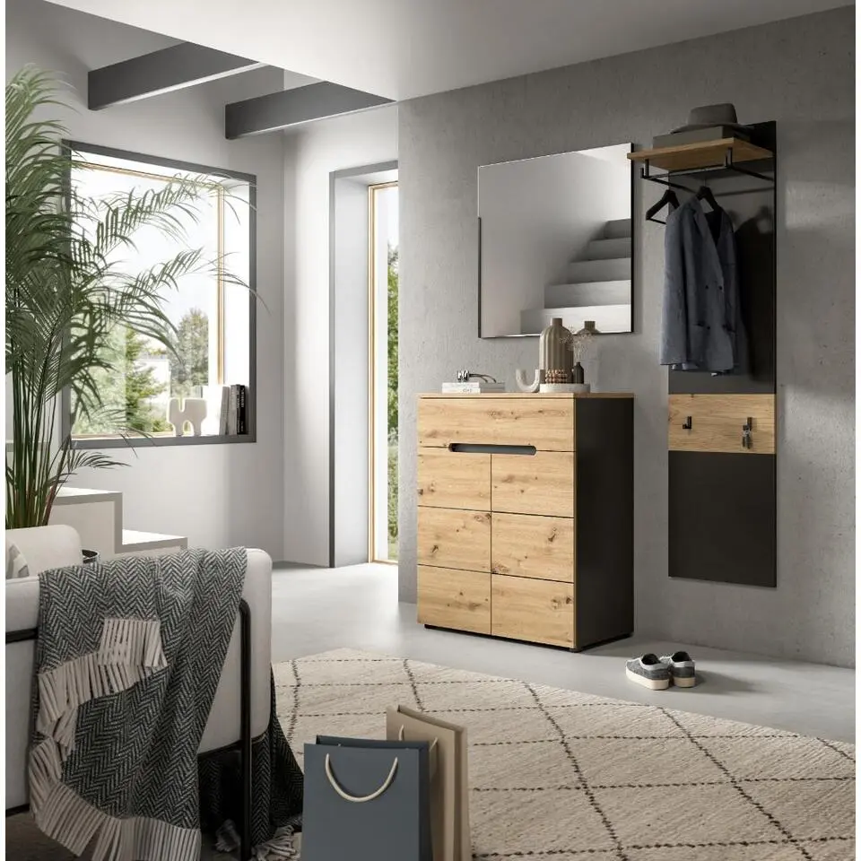 Hioshop Canu kapstok 2 haken eiken decor- grijs