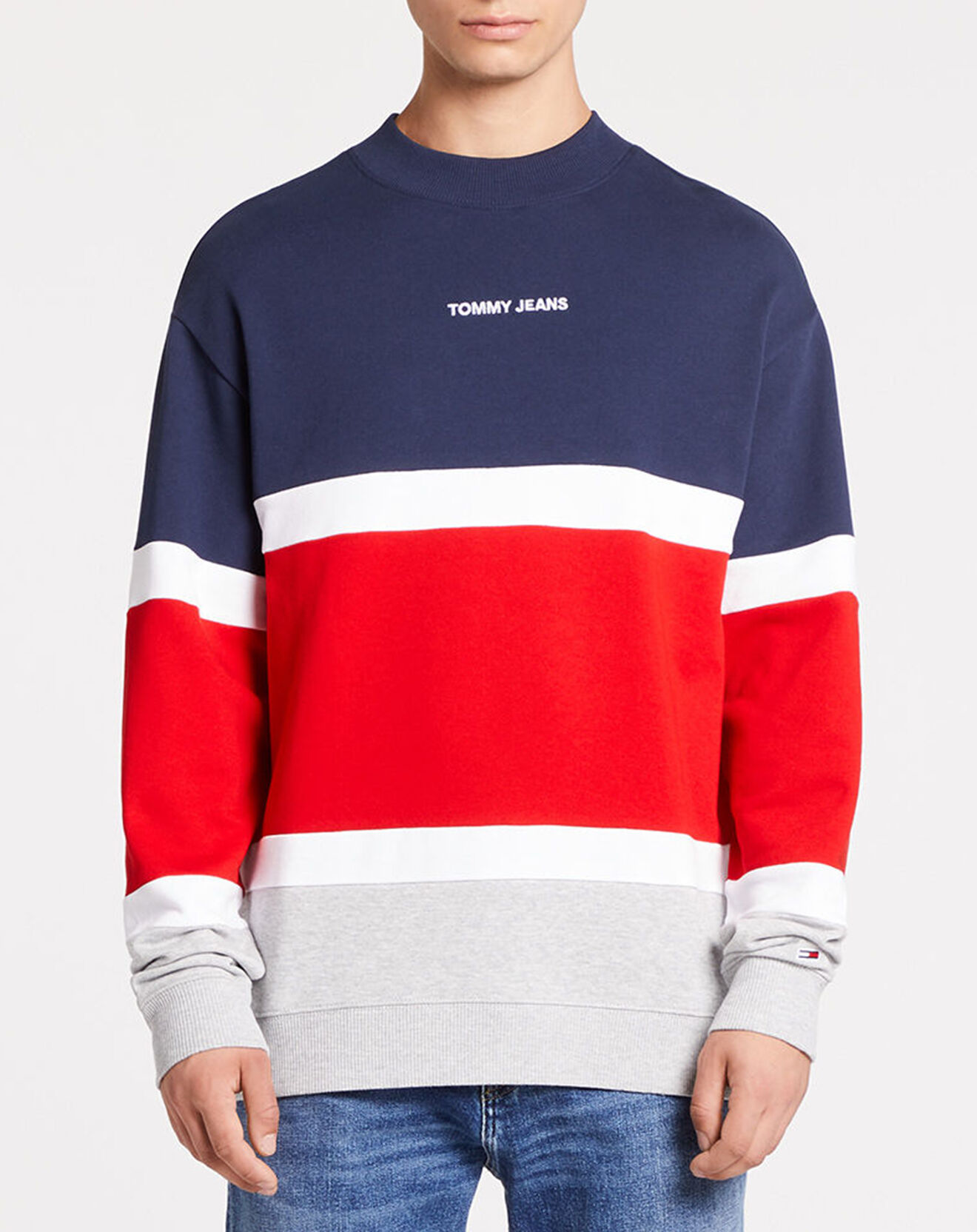 Tommy Jeans Sweat col rond Colorblock bleu/rouge/blanc