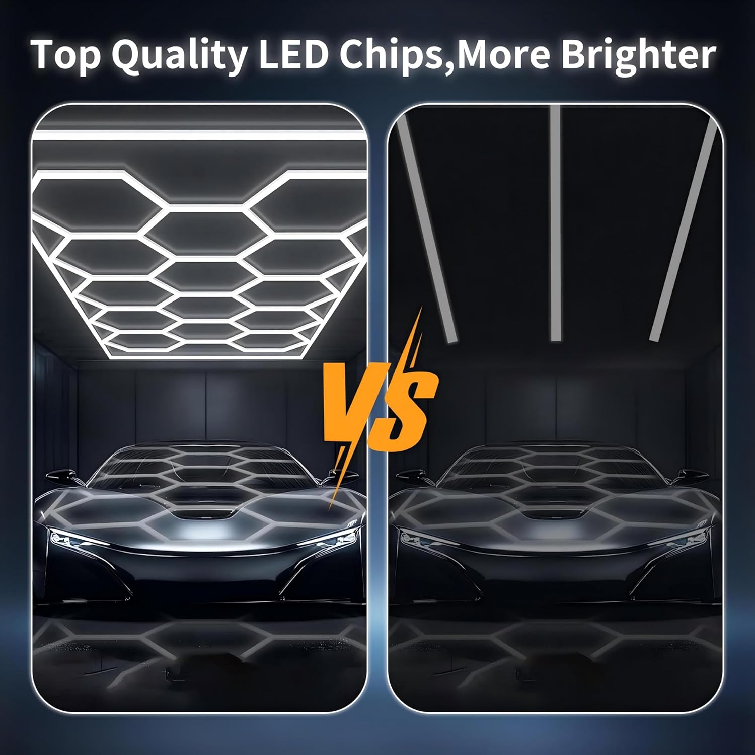 hexagon led 14-Hex 720W 6500K Verformbare LED Werkstatt Deckenleuchte DlY Sechseck Garage Licht für Garage, Arbeitsplatz- und Werkstattbeleuchtung (14-Loch mit Rahmen)