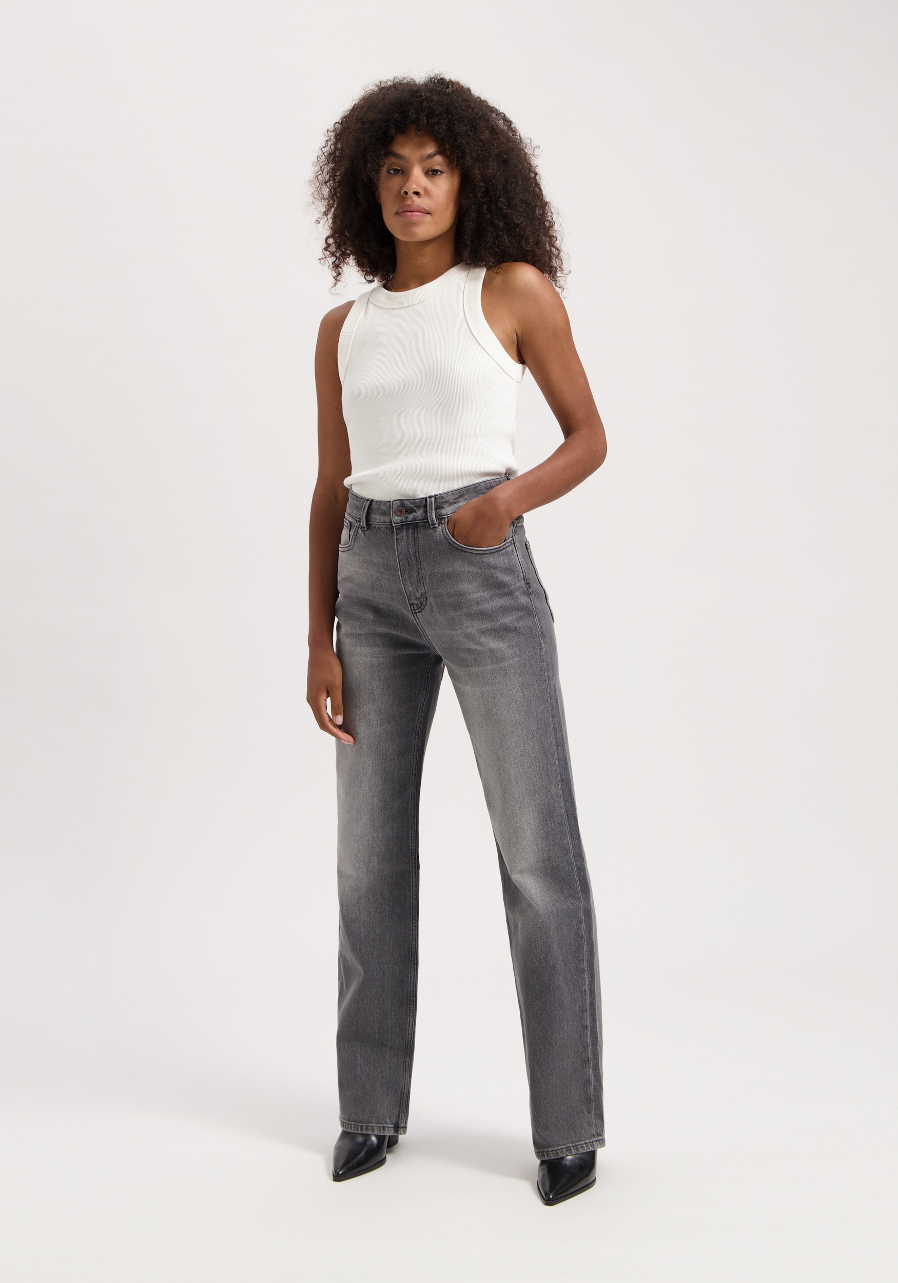 Kuyichi Damen-Jeans Izabella Straight Faded Grey