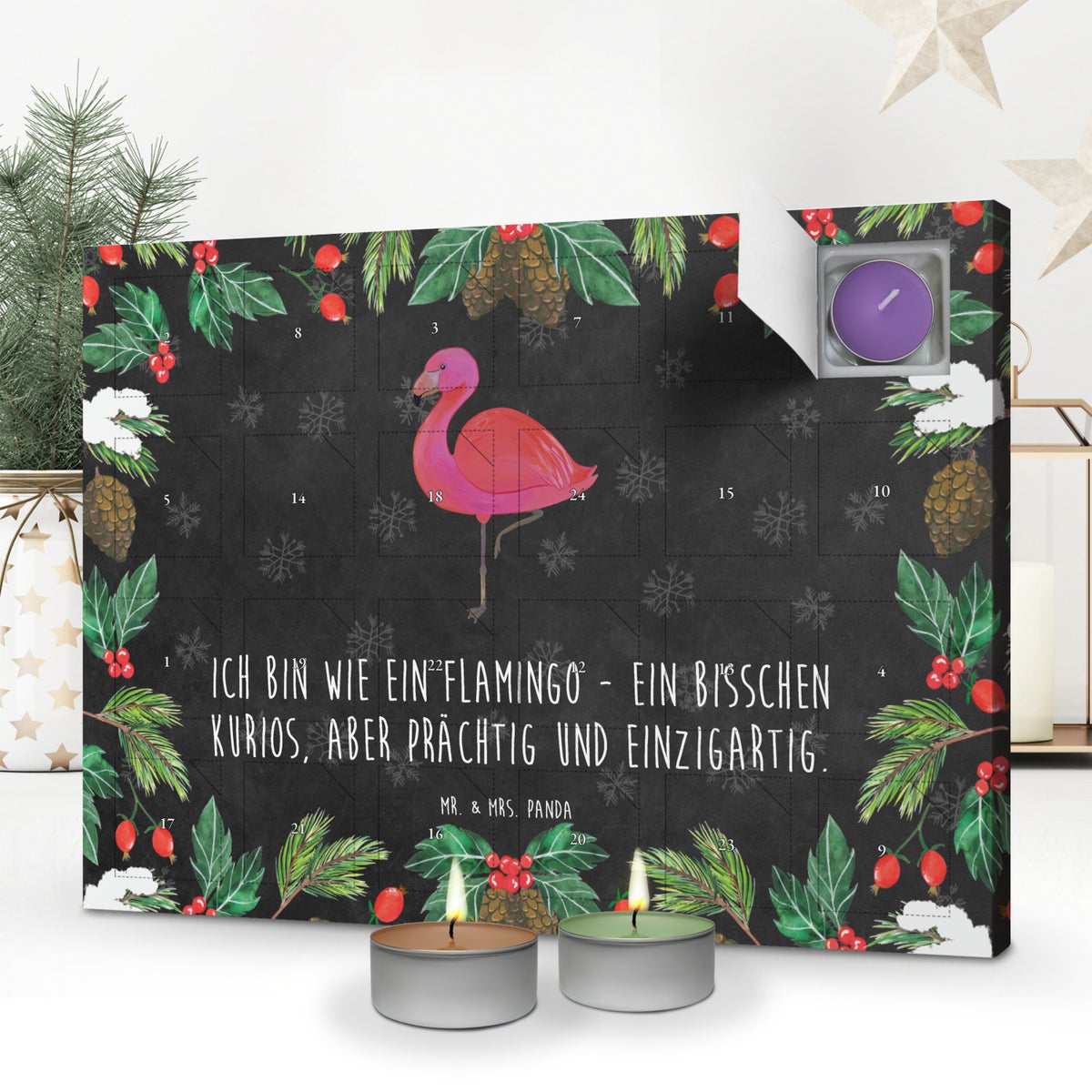 Mr. & Mrs. Panda Geurkaars Adventskalender Flamingo Classic - Zwart