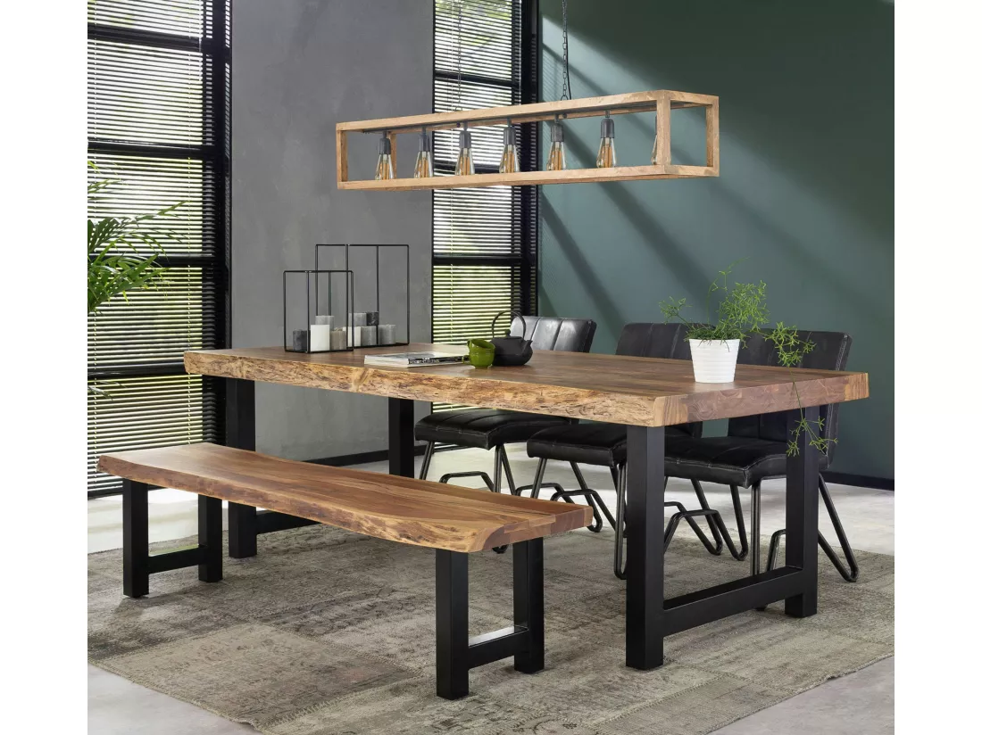 Banc bois massif métal 190cm MELBOURNE