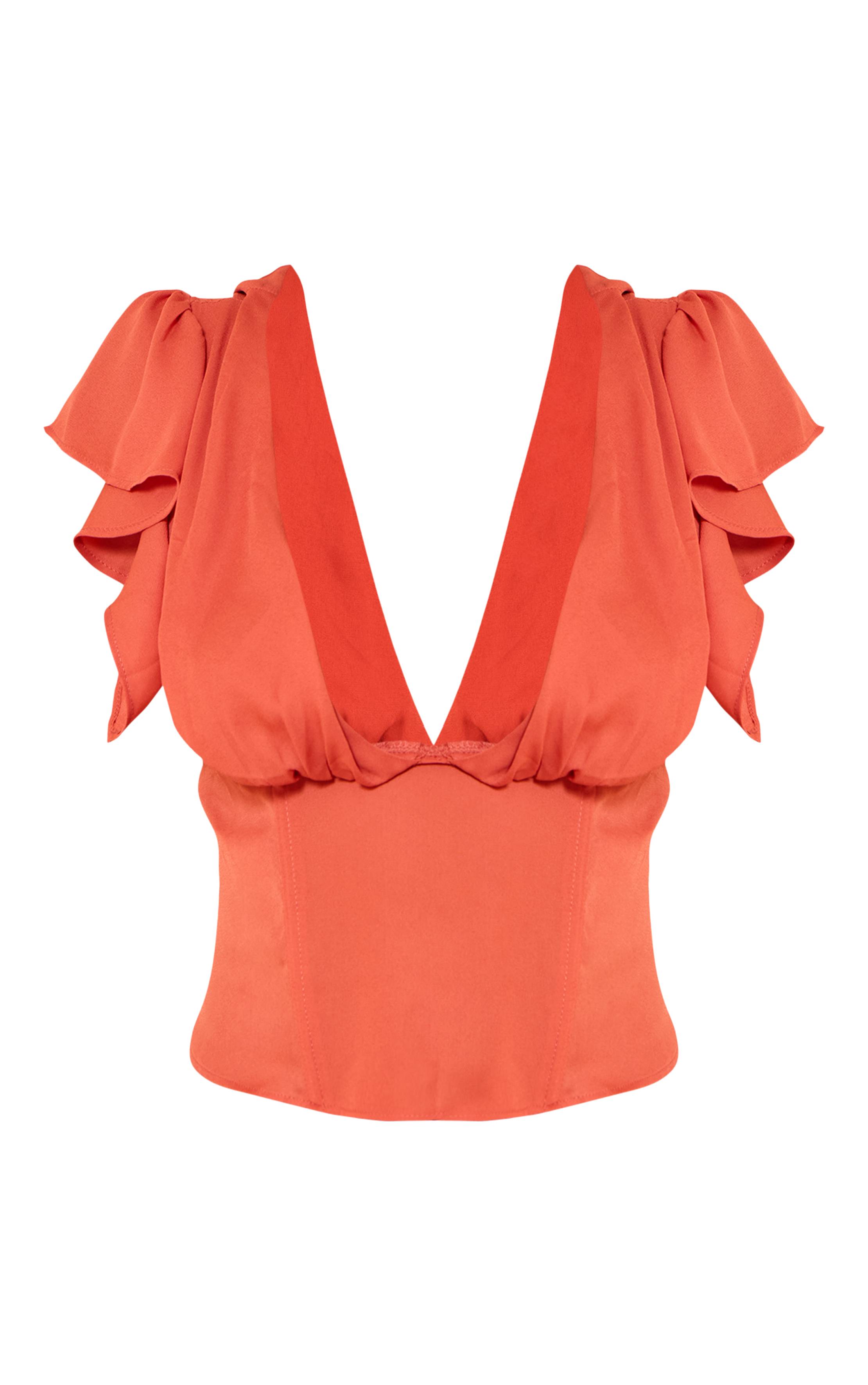 Rouille Blouse À Épaules Drapées Et Décolleté Plongeant Shape