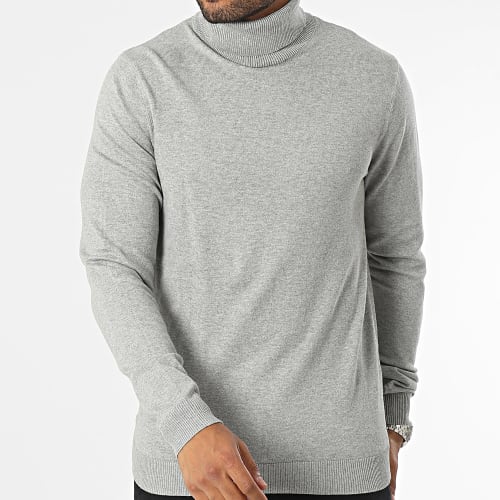 Pull Col Roulé Basic Knit Roll Gris Chiné