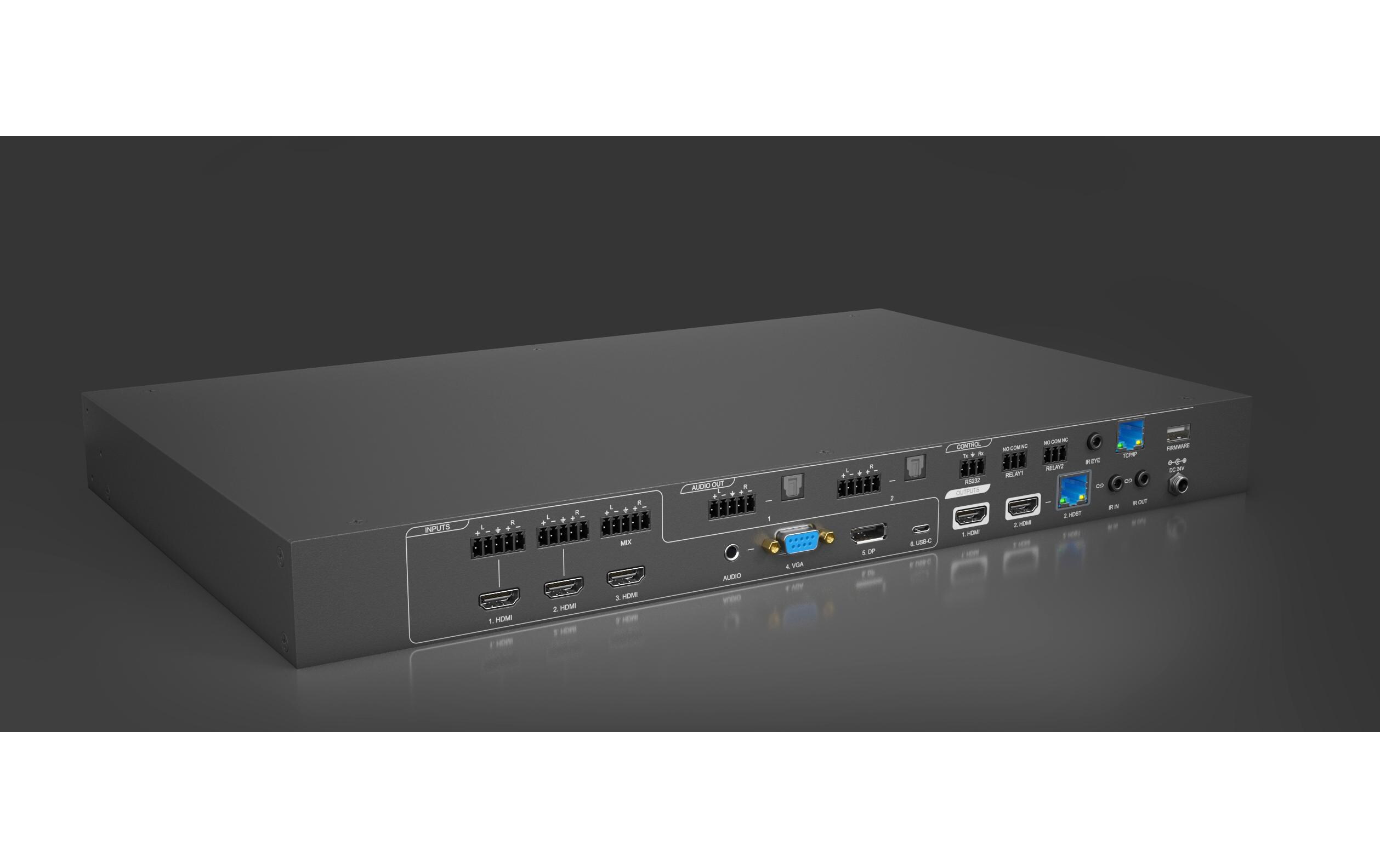 Matrix Switcher PT-PMS-62S Multiformat HDBaseT<br>6x2 4K 18Gbps Seamless Multiformat HDBaseT Presentation Matrix Switcher Set