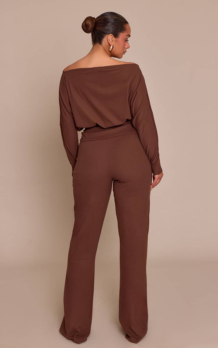 Marron Pantalon Shape À Devant Croisé En Tissu Doux Au Toucher