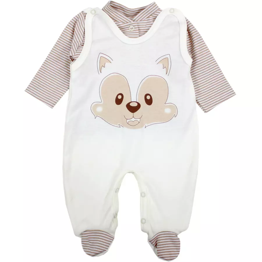 TupTam Baby Unisex Strampler-Set mit Aufdruck Spruch 2-tlg weißbeige