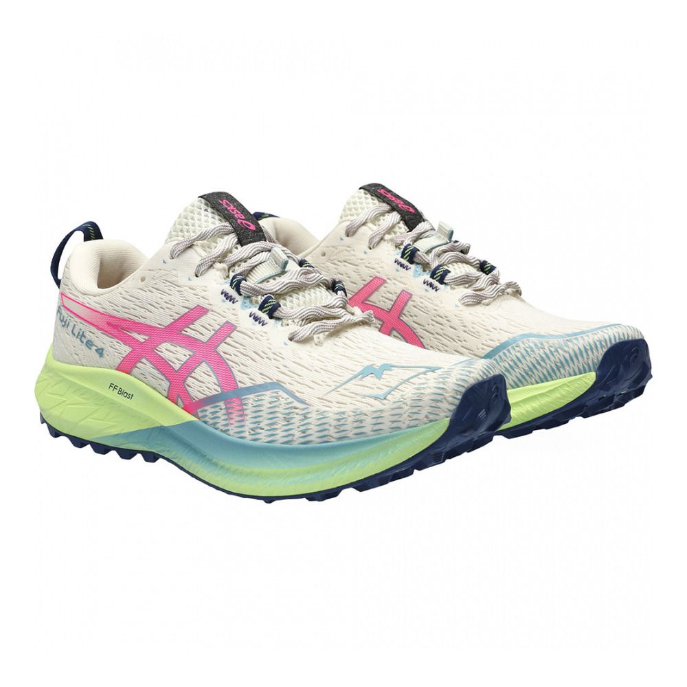 Asics FUJI LITE 4 - Chaussures trail Femme birch/hot pink