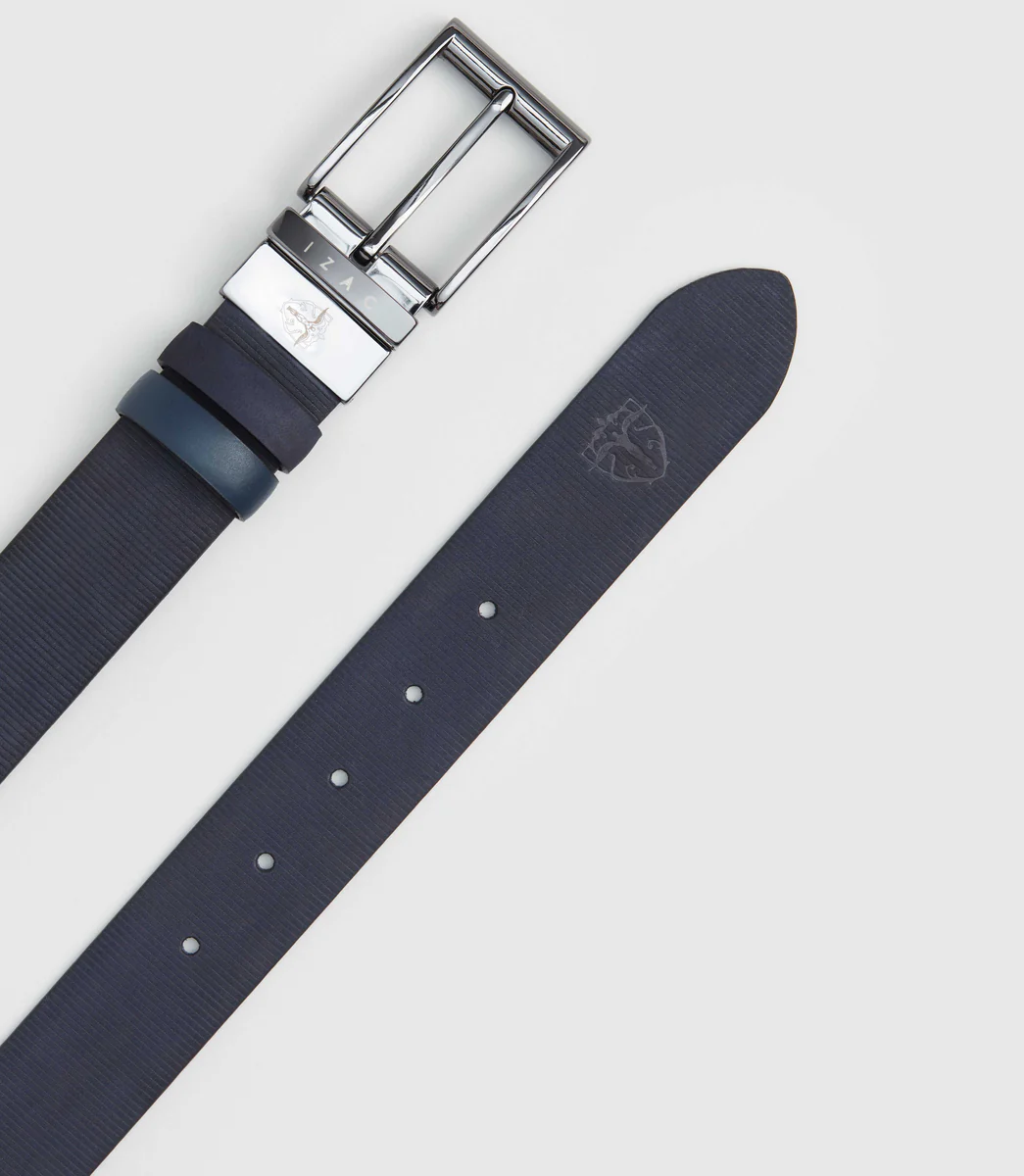 Ceinture réversible en cuir marine 