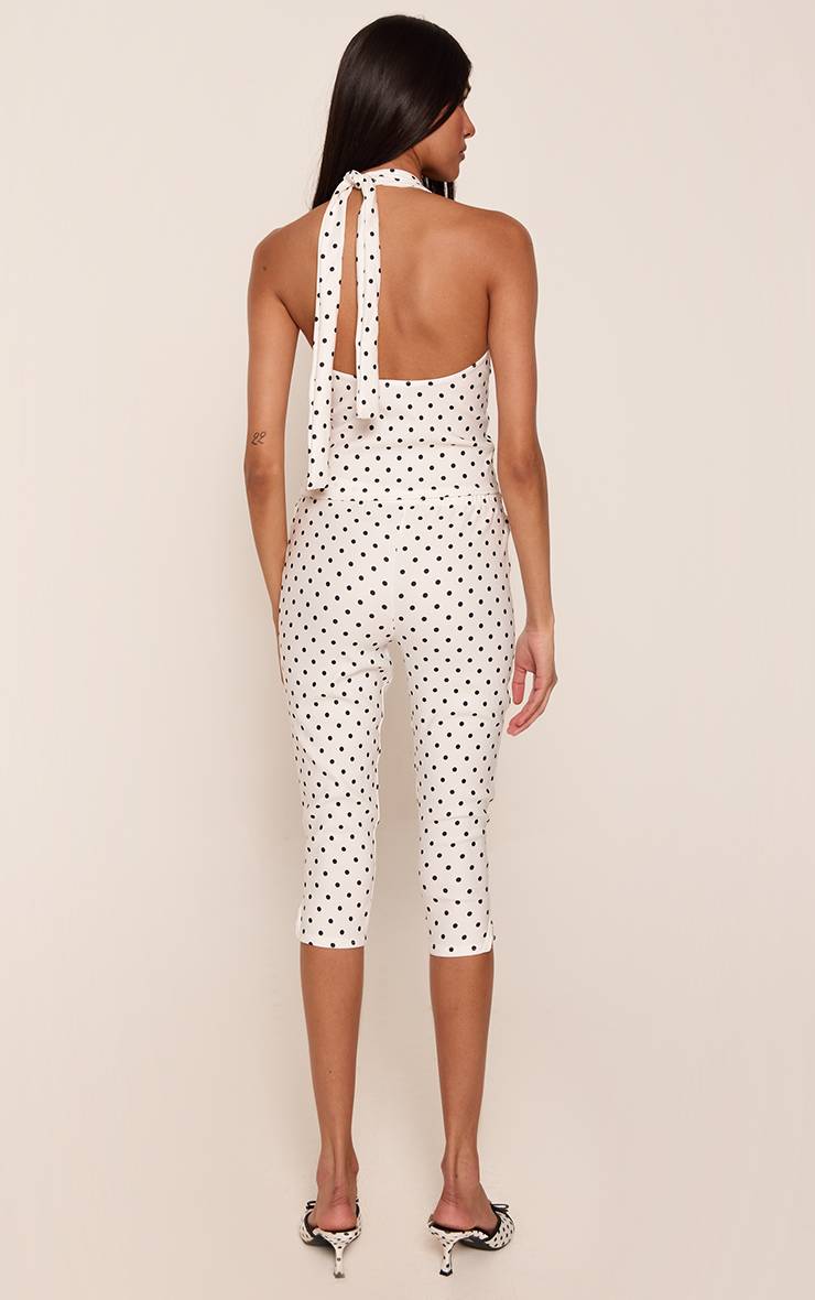 Blanc Ensemble Coordonné Pantalon Capri À Pois