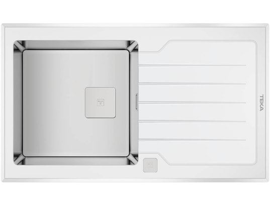 TEKA - Evier à encastrer Diamond RS15, Verre trempé, Cuve inox, 115100012