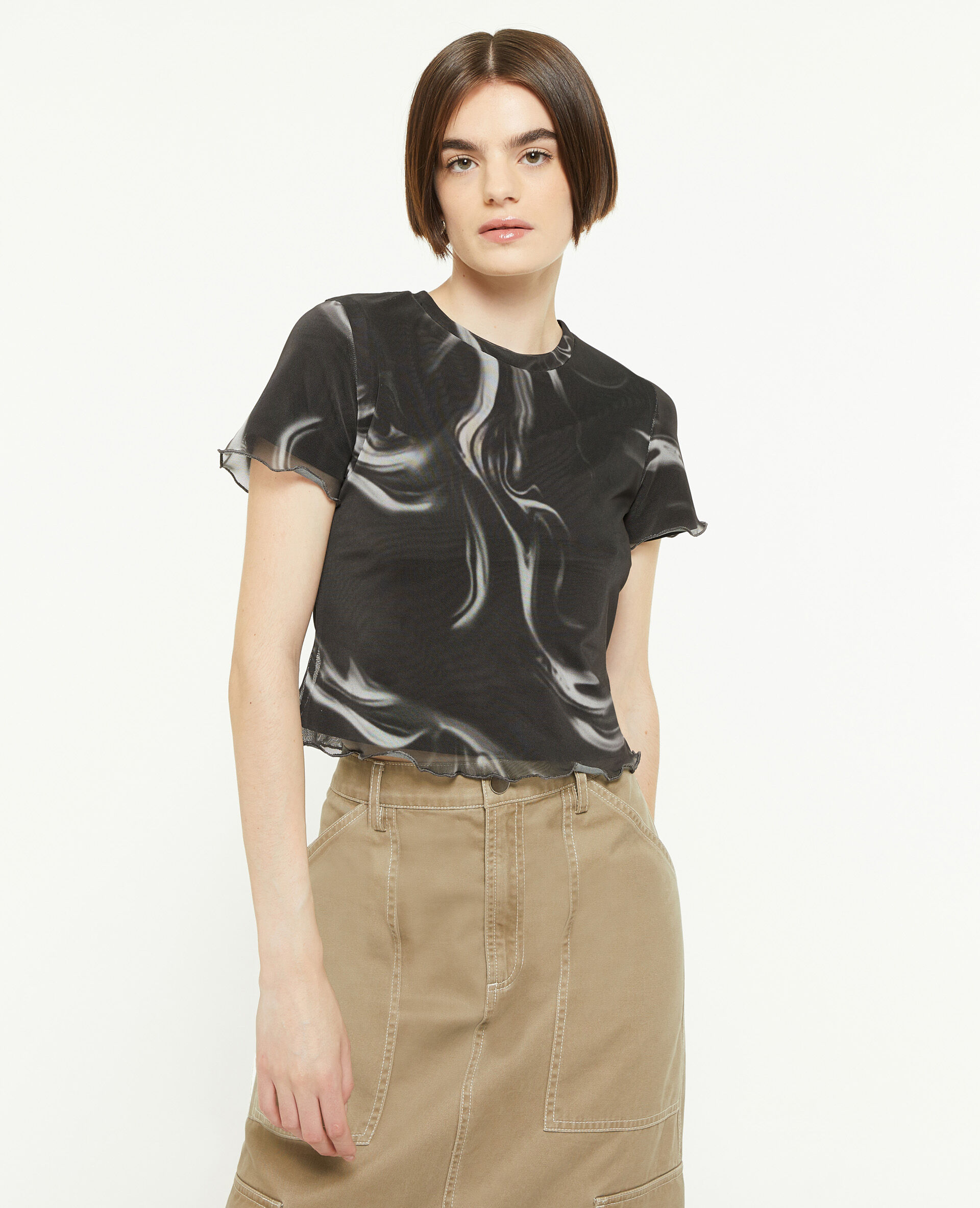 Top court en tulle - Noir