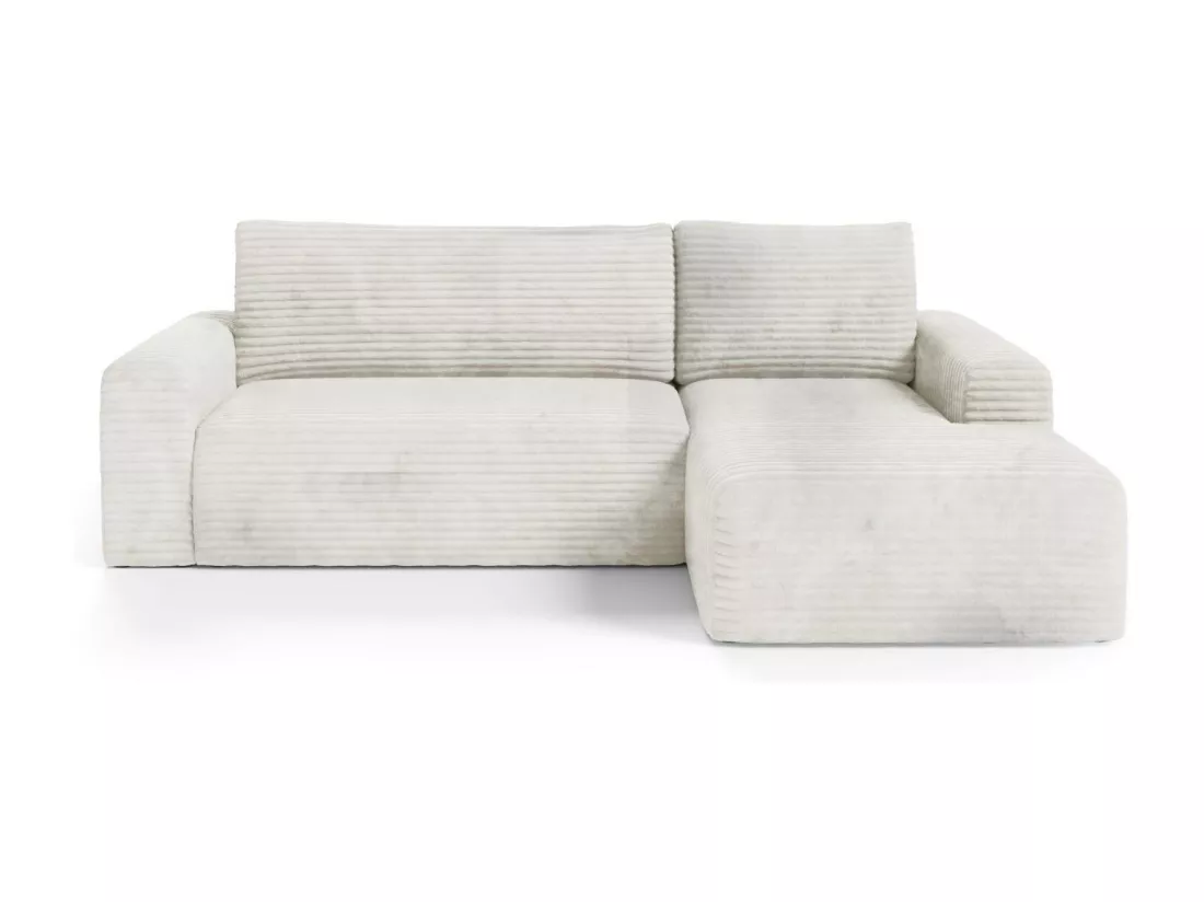 Canapé d'angle convertible en velours côtelé SONTII Creme