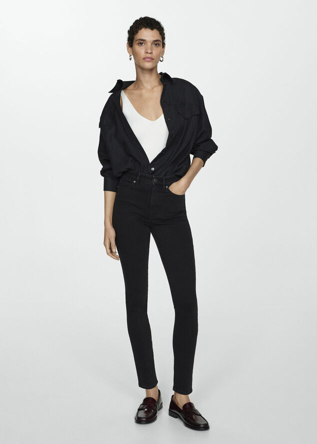 MANGO Carla skinny high-rise jeans Open grey