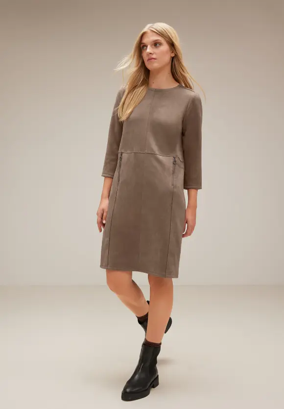 Velours Kleid - nougat mocca