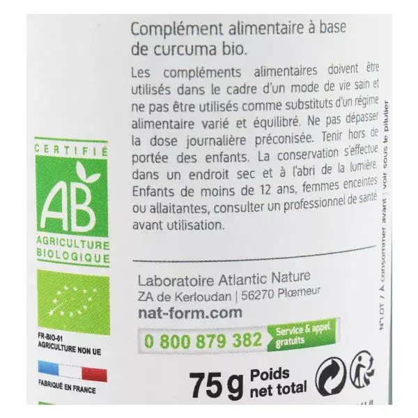 Cápsulas Vegetais de Cúrcuma Orgânica Nat & Form - 200