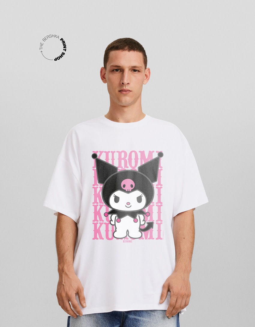 Camiseta oversized de manga curta com estampa Kuromi
