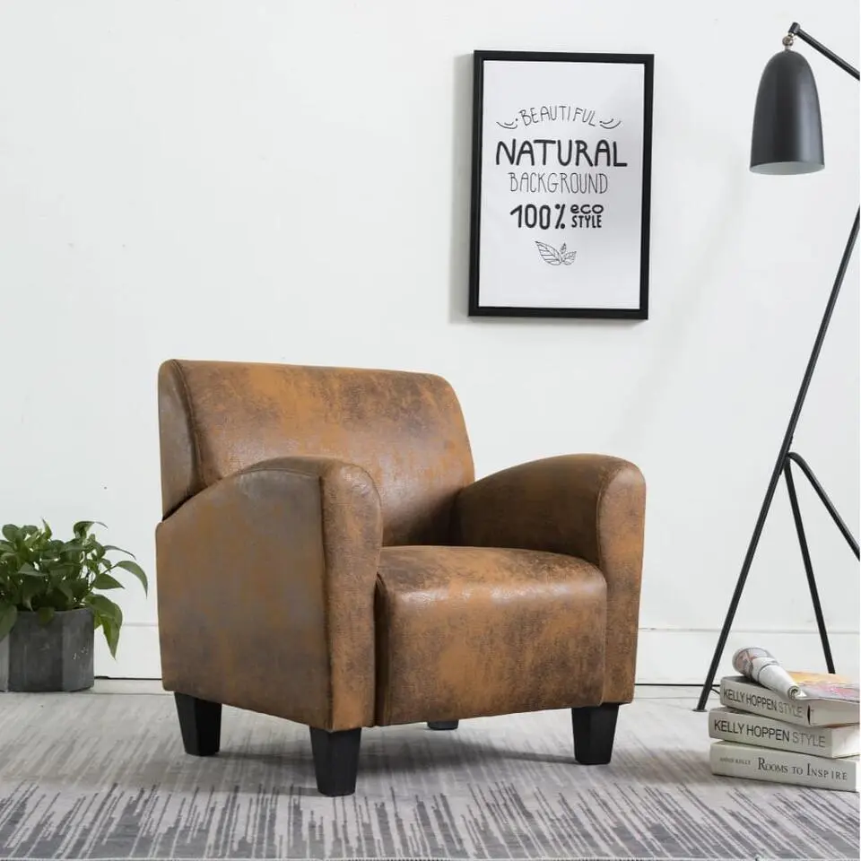 vidaXL Fauteuil kunstsuède bruin