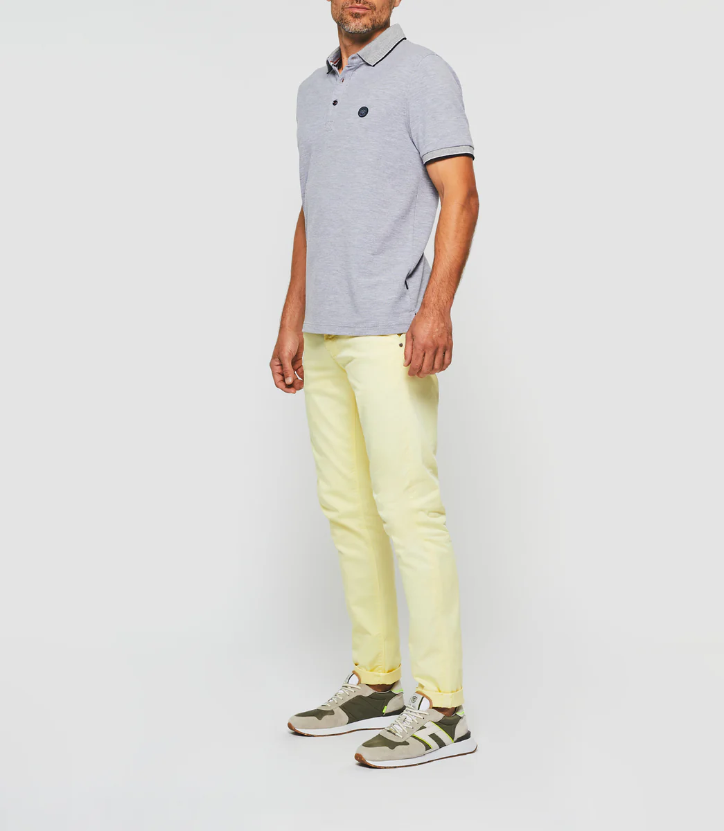 Polo manches courtes gris chiné 