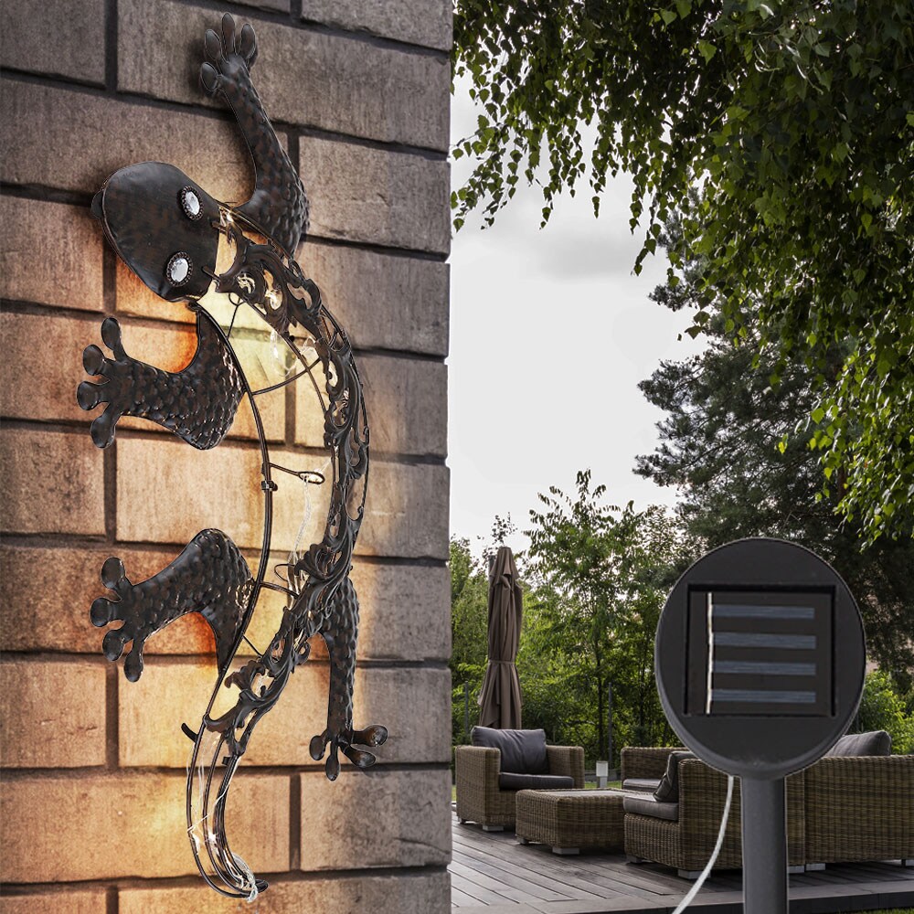 LED Solarleuchte, Gecko zur Wandmontage, bronzefarben, 50 cm