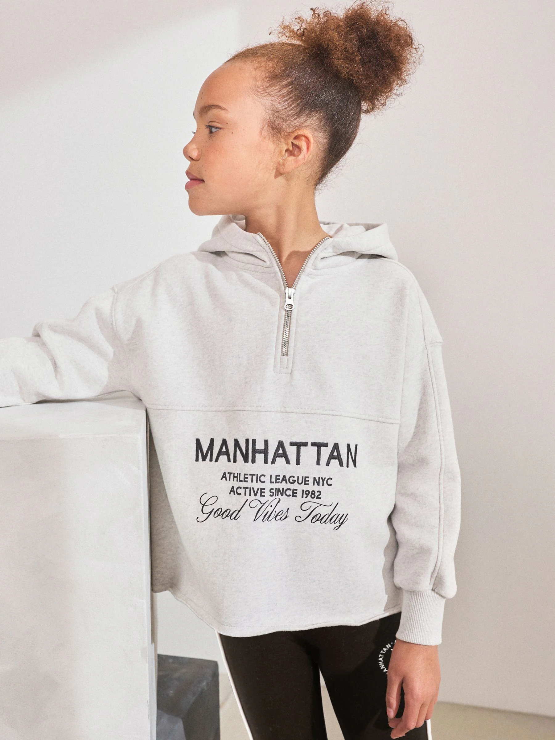 Grijs - Set van hoodie en legging met slogan (3-16jr)