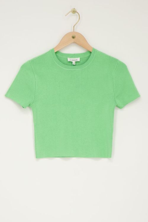Groene basic crop top met korte mouwen