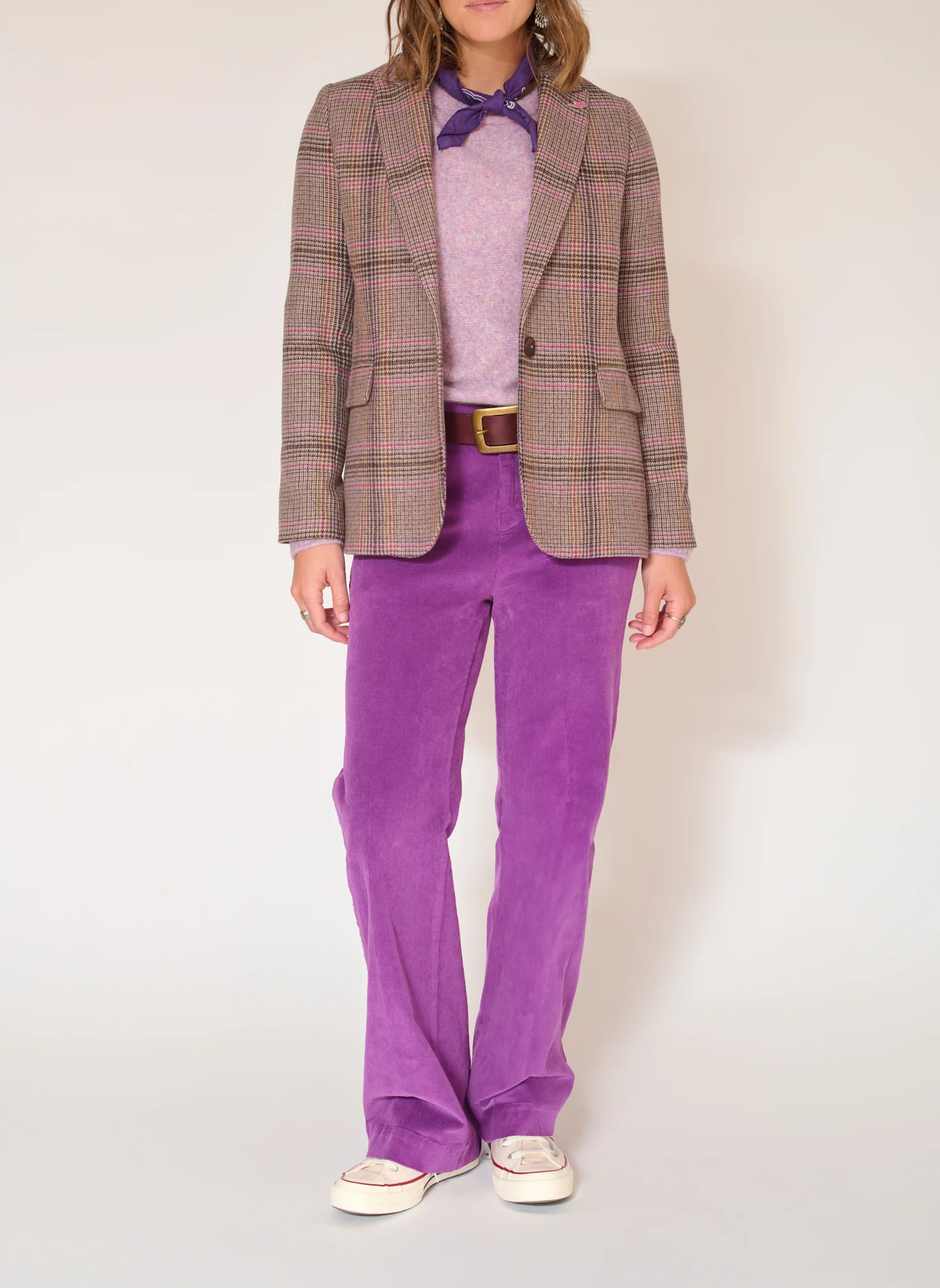 PINAMAR - Pantalon droit en coton mélangé | Violet