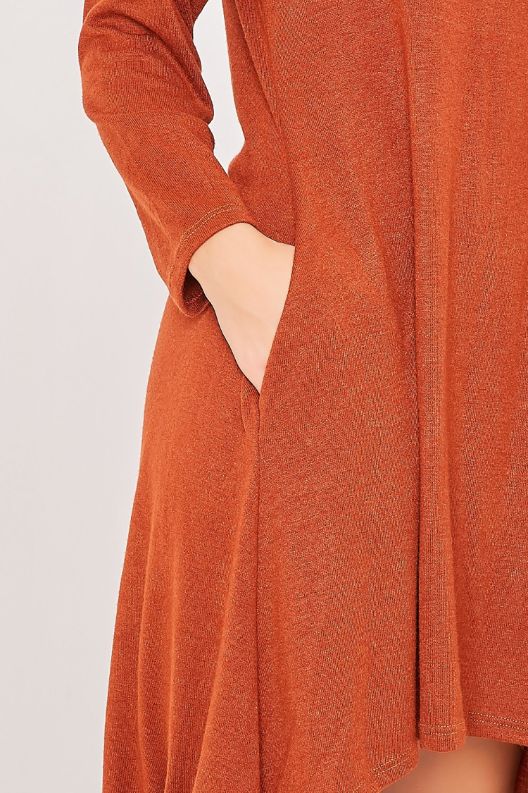 Robe sweat à capuche marron ample