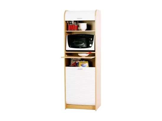 Grand meuble colonne de cuisine micro onde bois clair et blanc Nantes