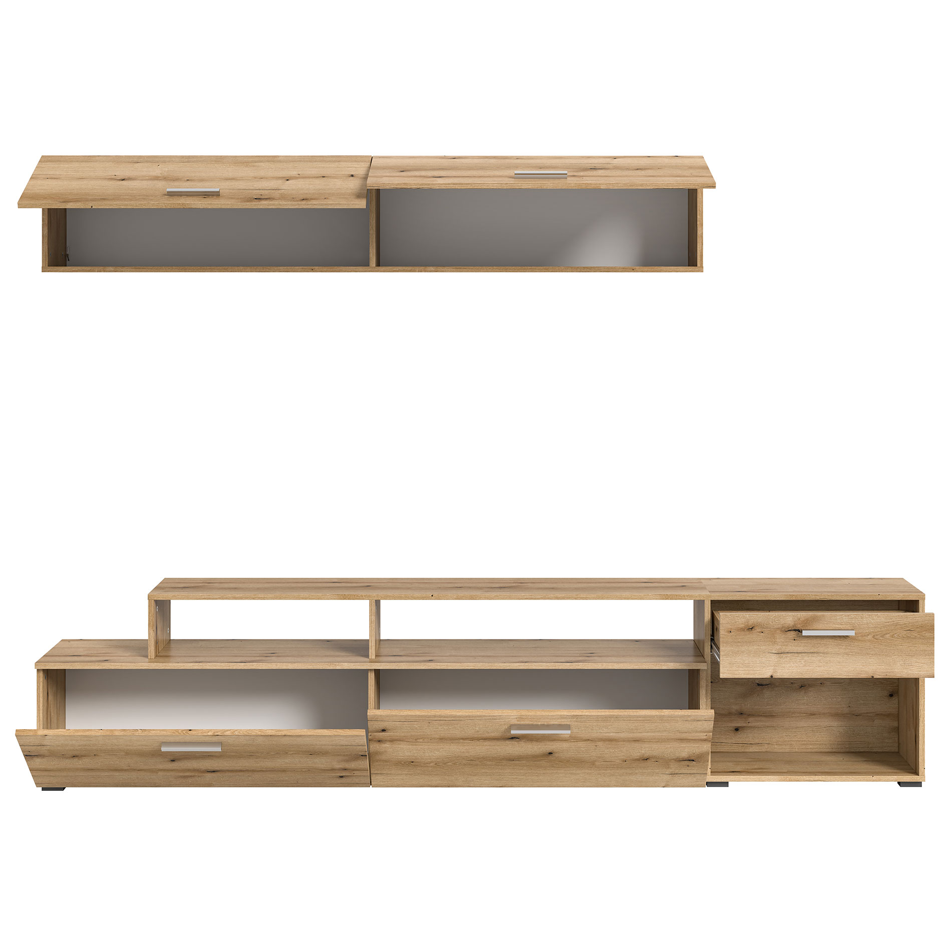 2-teiliges Wohnwand-Set RACE X - Evoke Oak - 247 cm