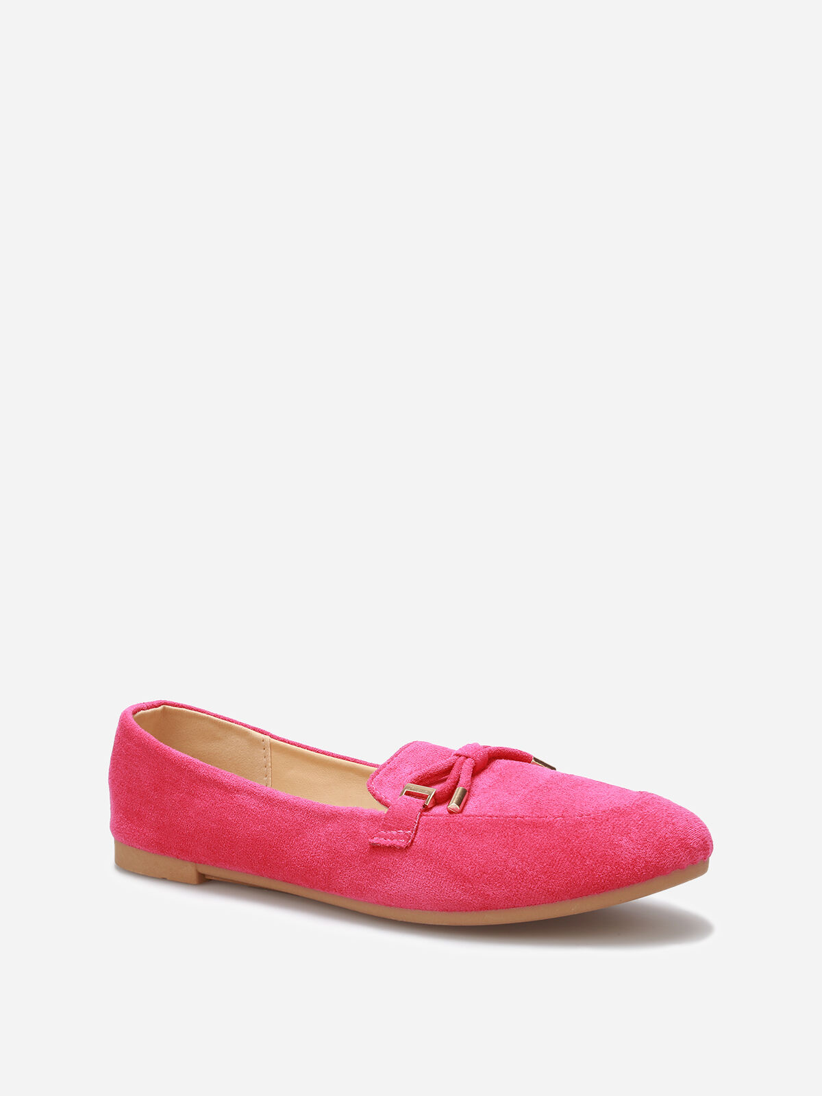 Mocassins en suédine à nœud grandes tailles- Fuchsia