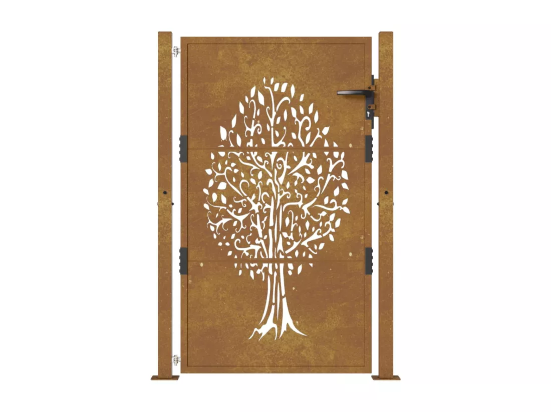 Portail de jardin 105x130 cm acier corten conception de l'arbre