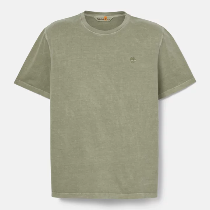T-shirt teint en pièce pour homme en vert