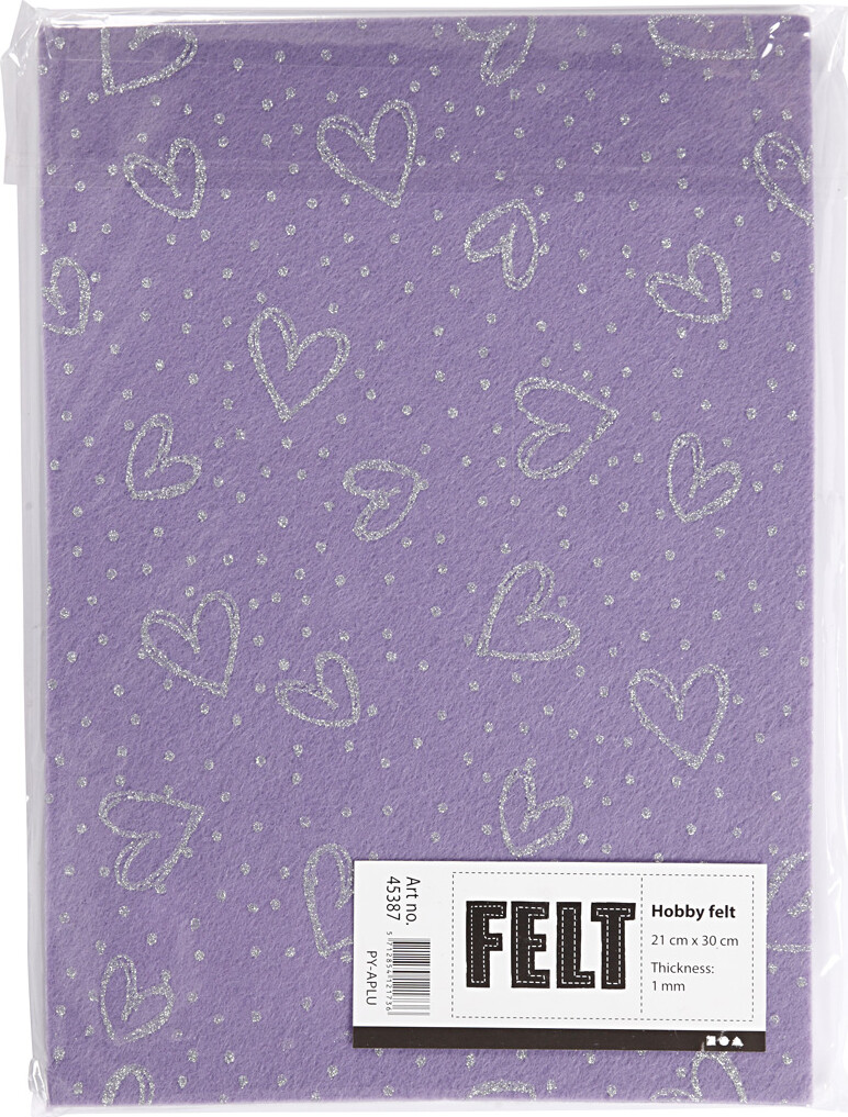 Hobbyfilt - A4 - 210X297 MM - 1 MM - Lilla - 10 Ark