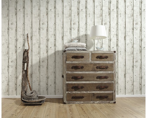 Vliesbehang 95370-1 Best of Wood'n Stone plankhek grijsbruin