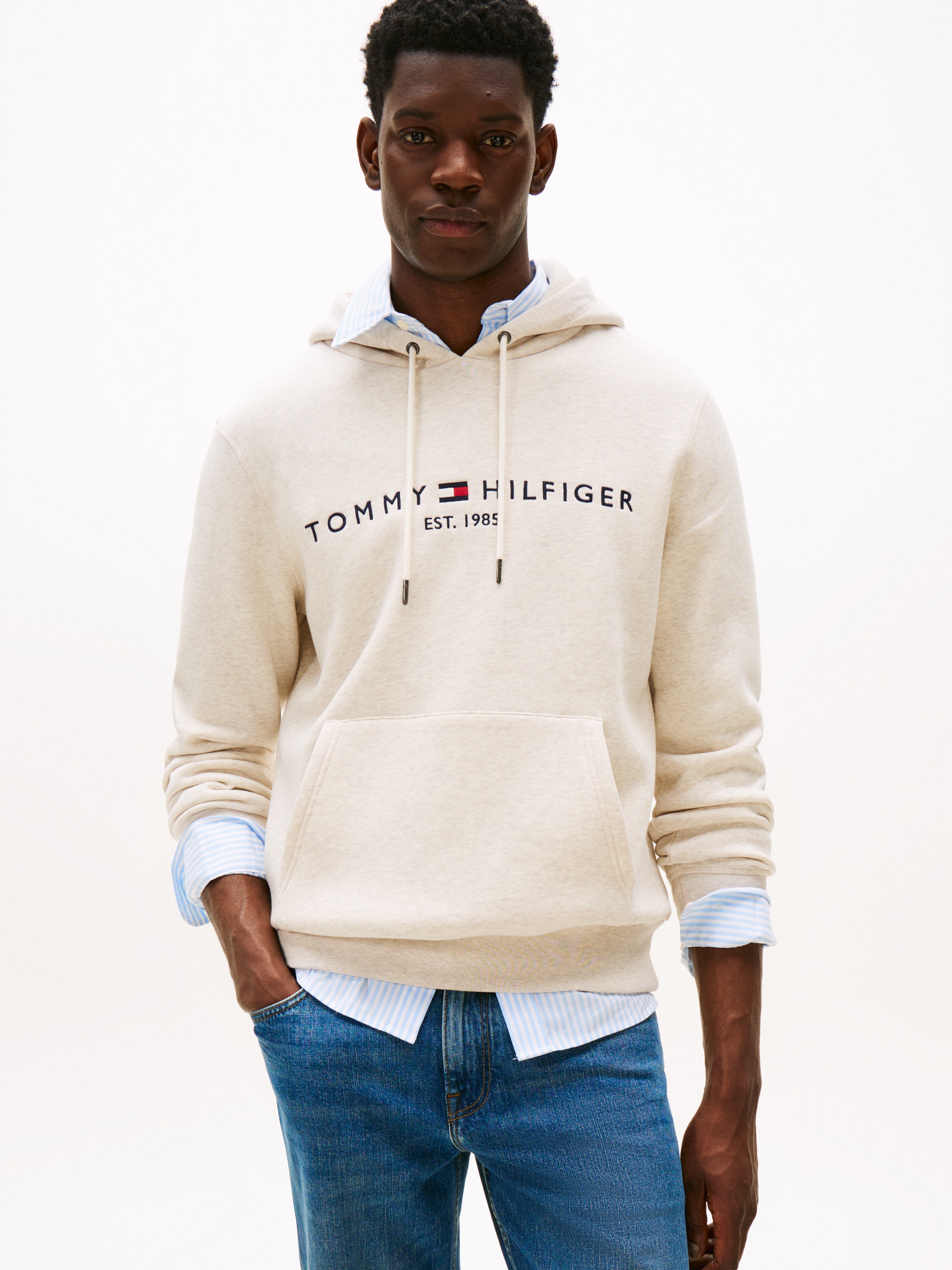 Tommy Hilfiger Kapuzensweatshirt »TOMMY LOGO HOODY mit Kapuze und Kängurutasche«, unifarben, casual, regular fit, Baumwollmix, Kapuze