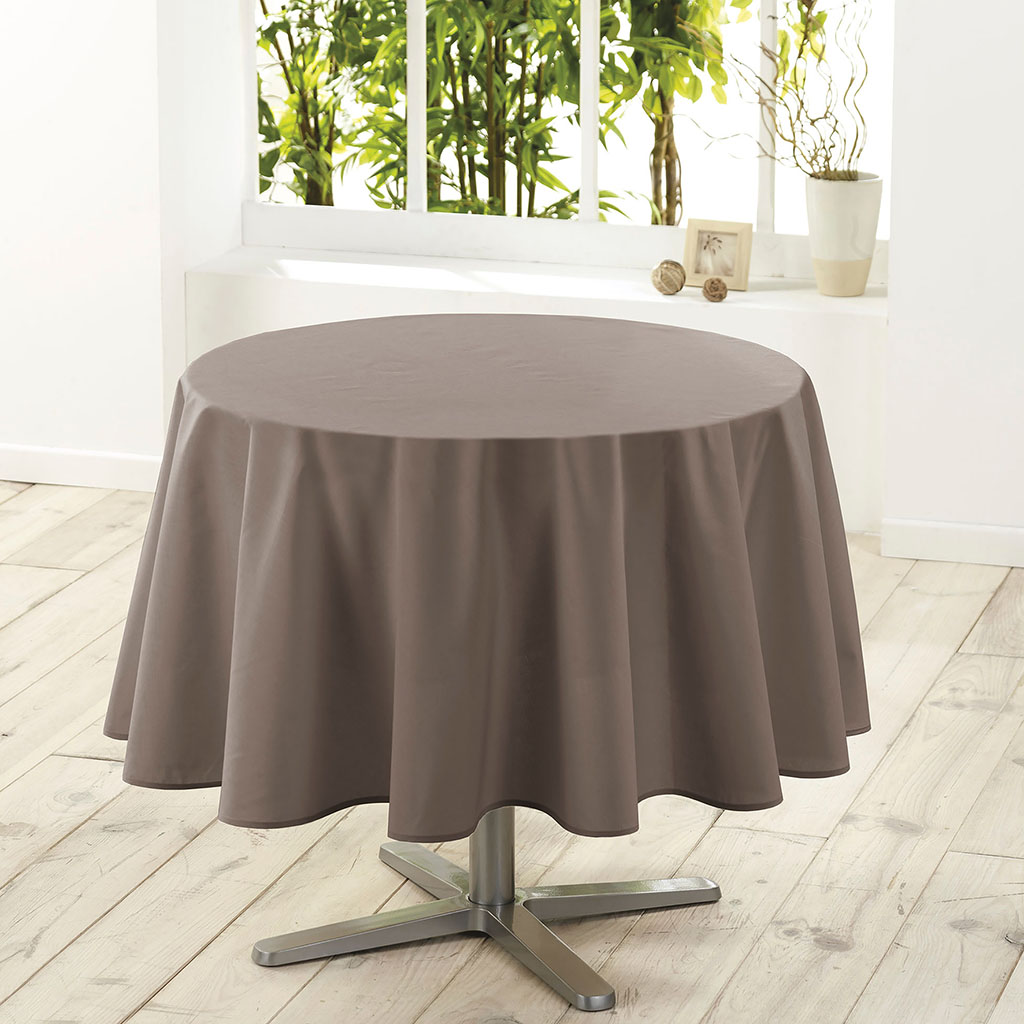 Nappe ronde anti-taches ESSENTIEL taupe D 180cm