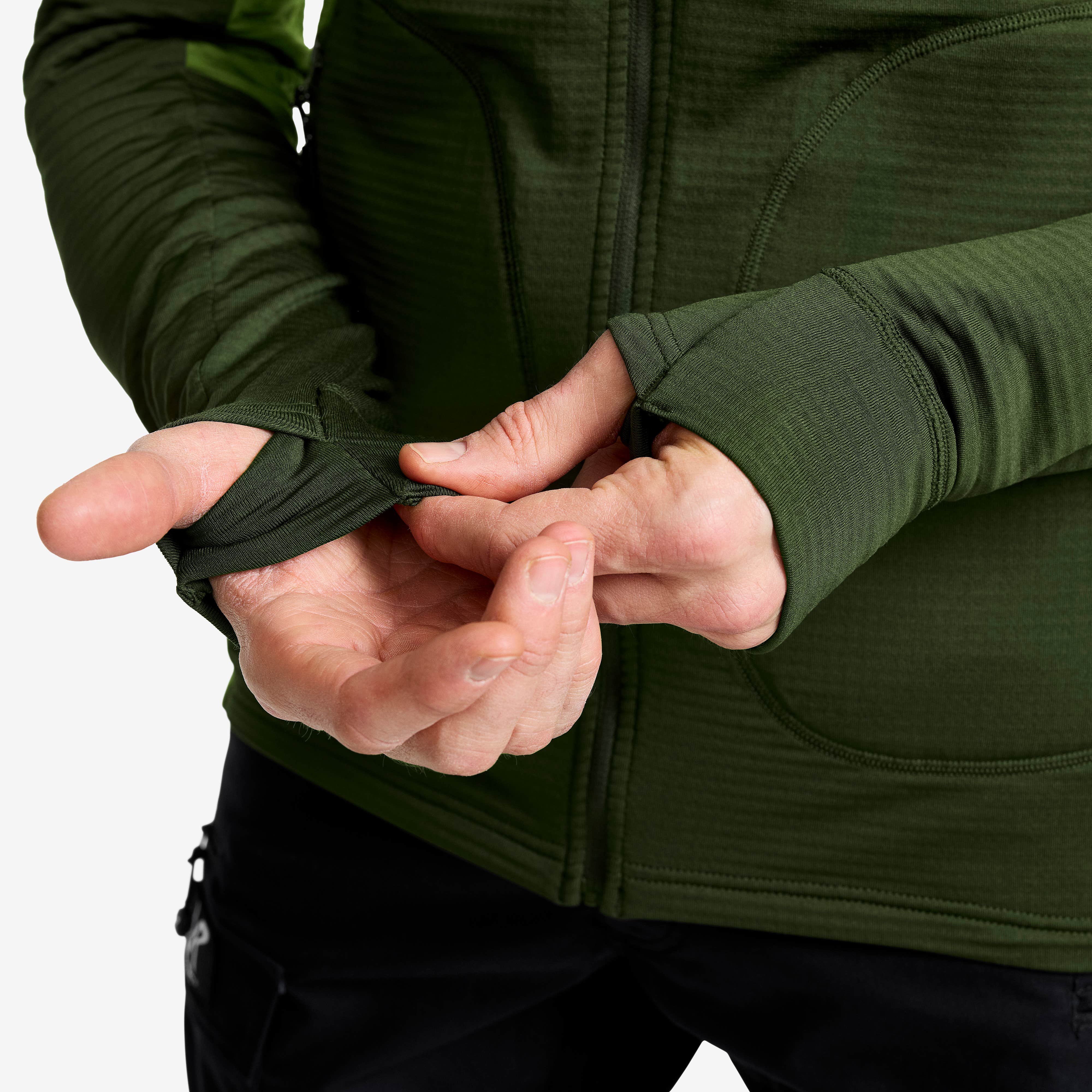 Waffle Full-zip Fleece Herre Forest Green