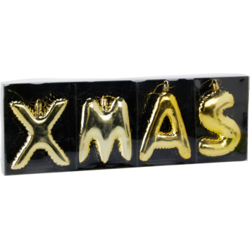 Kerstdecoratie ophangletters rood goud glas per woord/stuk