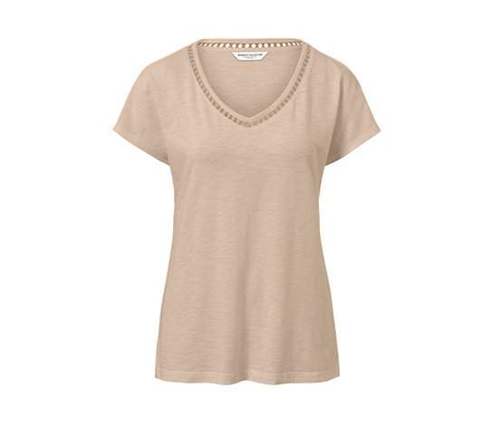 Shirt mit Crochet-Tape, beige