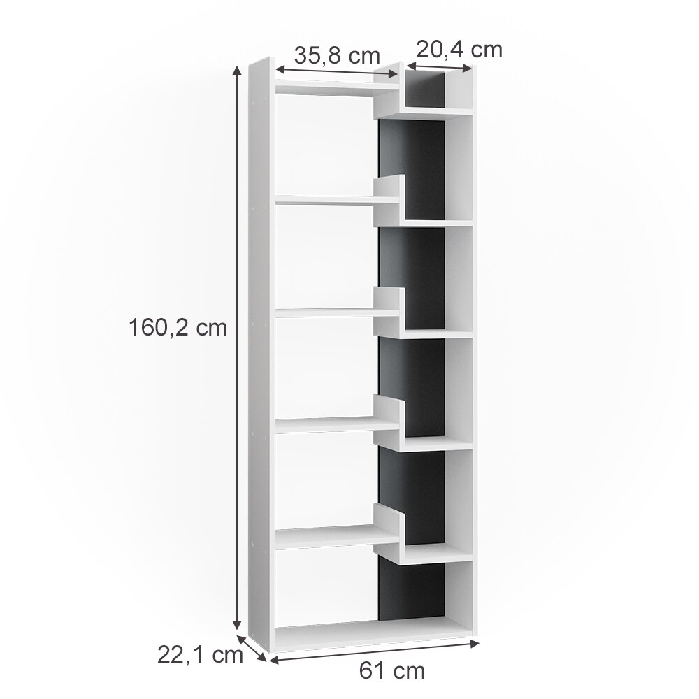 Vicco Bücherregal Raumteiler Standregal Fico weiß 6 Etagen Wandregal Hochregal
