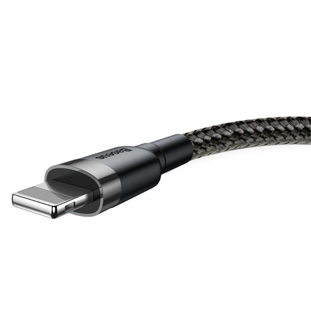 (50cm) 2.4A USB A auf Lightning Ladekabel Nylon Datenkabel - Schwarz / Grau