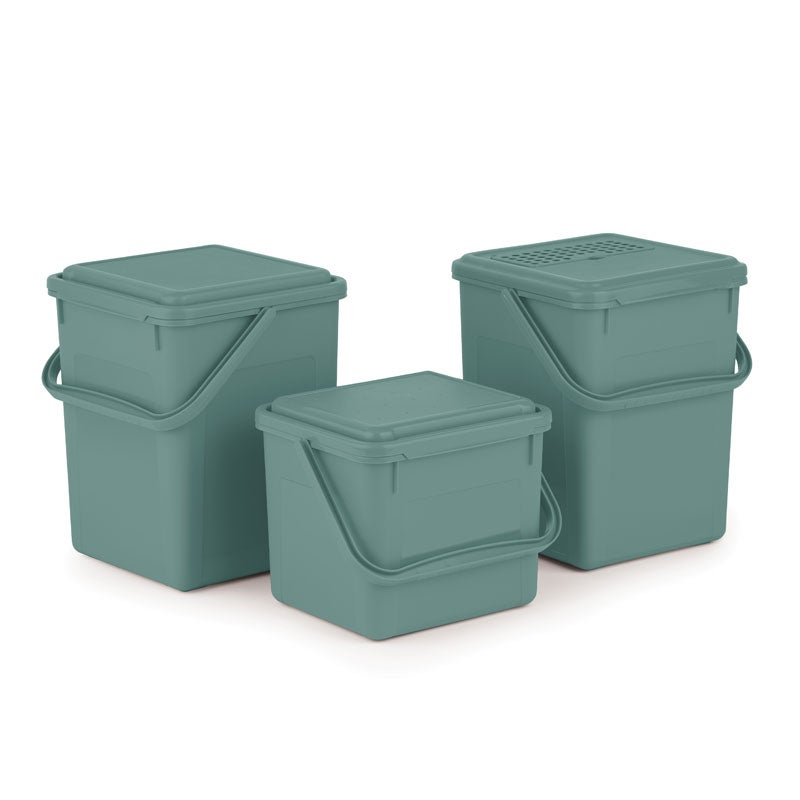 PROREGAL Robuuste afvalbak met geurdichte deksel, 5 liter, HxBxD 18 x 22,5 x 20 cm, kunststof, groen
