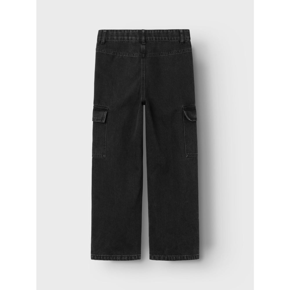 Køb Name It Black Rose High Waisted Wide Cargo Jeans Noos