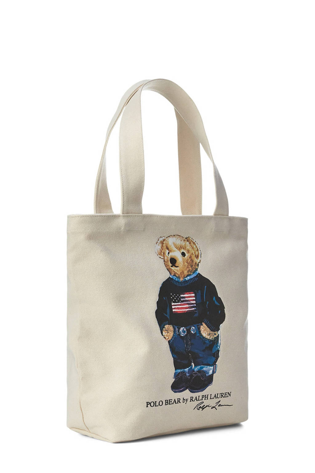 shopper met printopdruk ecru