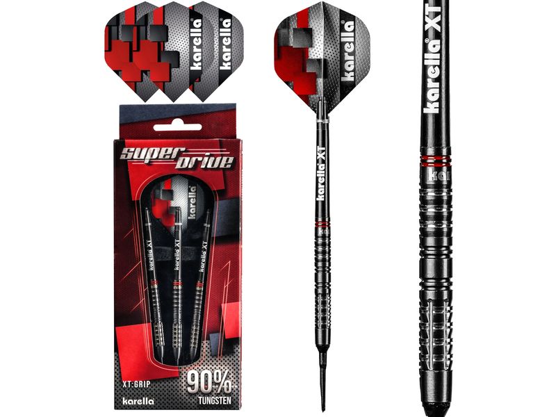 Karella Dartpfeile Softdart SuperDrive 18g, 3 Stück – Schwa 90% Tungsten Dartpfeile