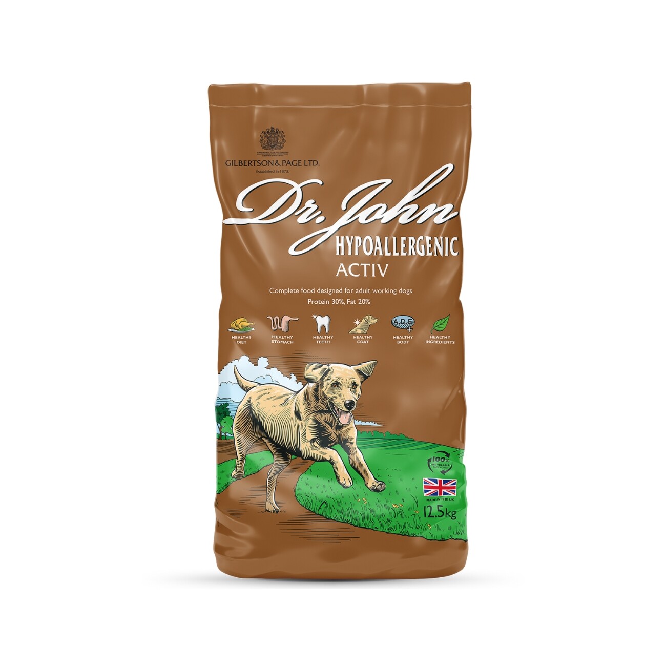 Dr John Hyppoallergen Aktiv Trockenfutter Reich an Huhn und Reis 12,5 kg