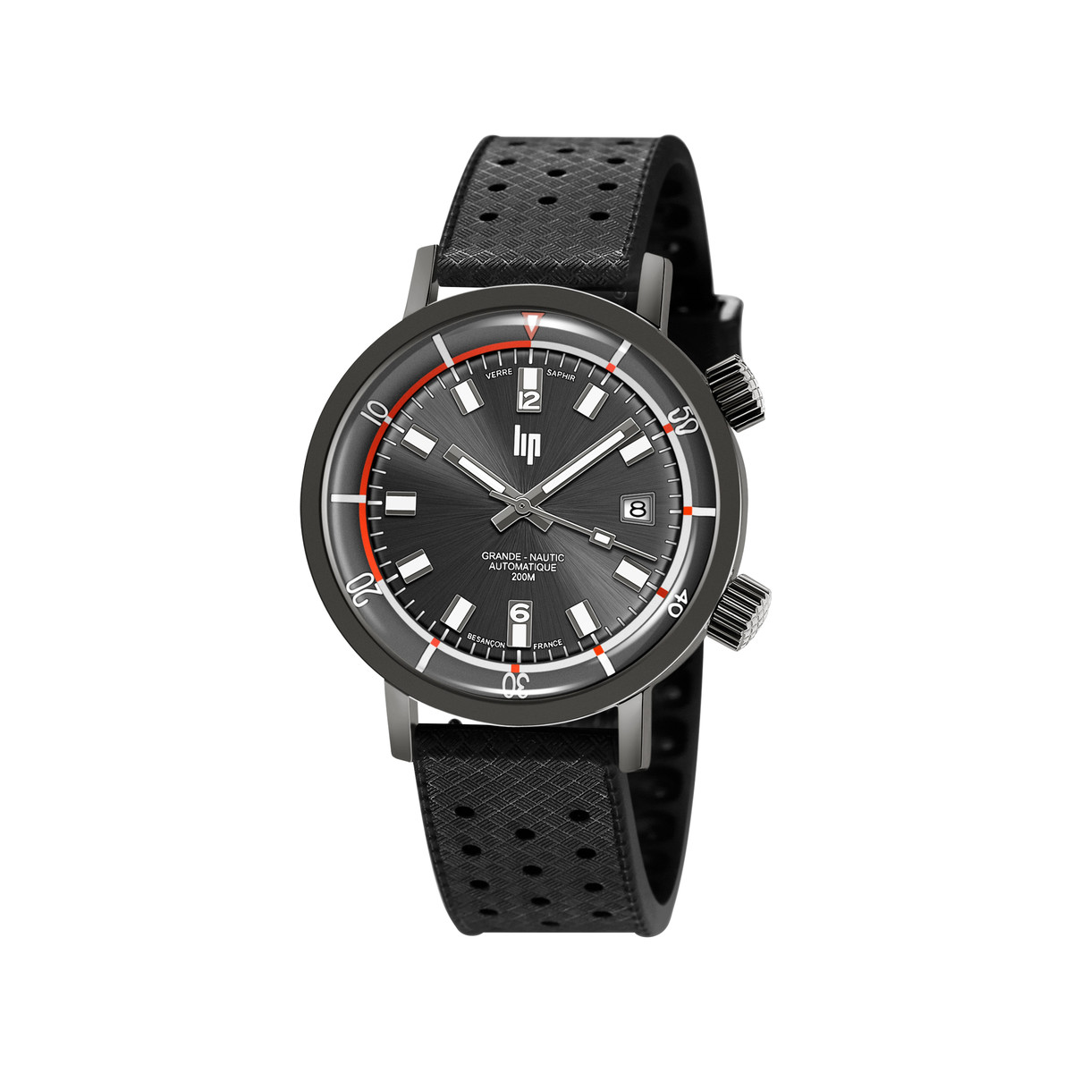 Montre Lip homme automatique acier bracelet silicone noir