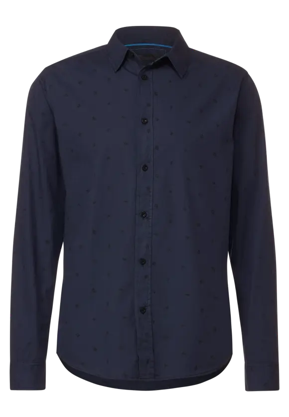 Popeline Hemd mit Print - nightshadow blue