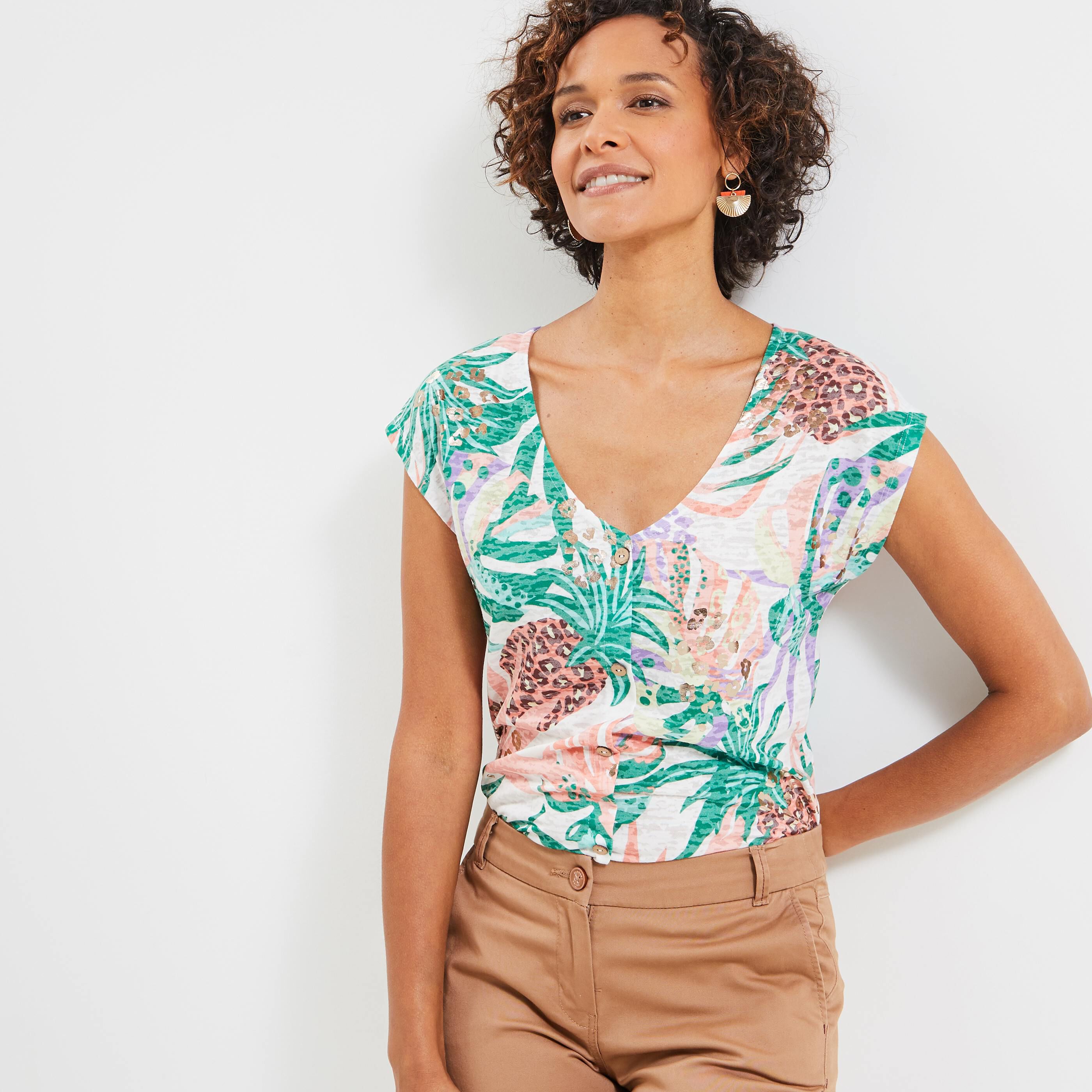 Tshirt imprimé femme - BLANC CASSE